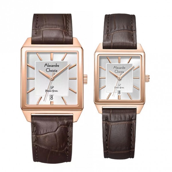 Alexandre Christie AC 1038 Rosegold White Couple Leather